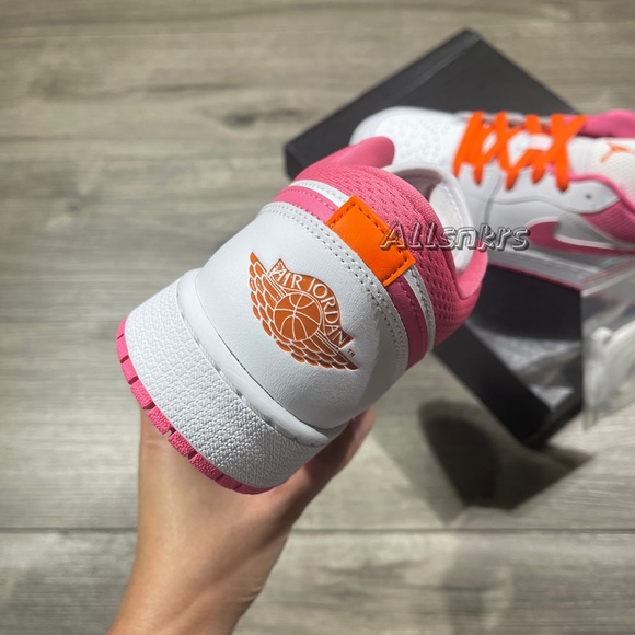 Air Jordan 1 Low Pink Orange White GS - Picture 5 of 9